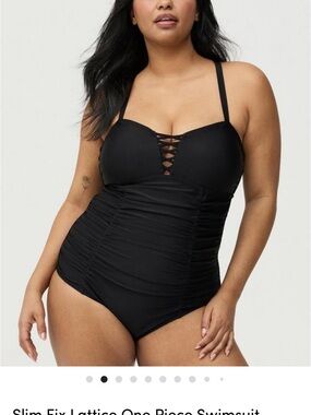 Torrid Black Ruched One-Piece Swimsuit, 1, 14/16